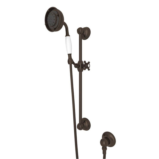 ROHL 1310TCB Handshower Set With 22" Slide Bar and 3-Function Handshower In Tuscan Brass