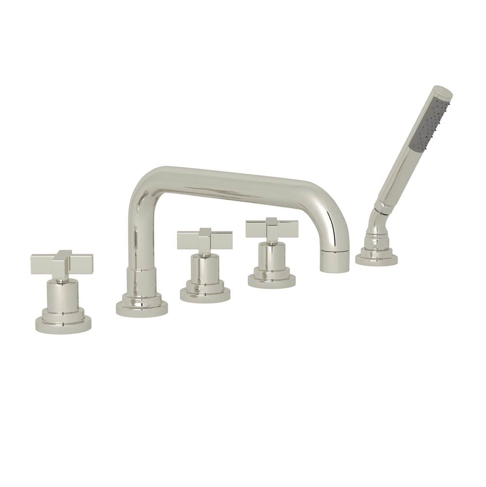 ROHL A2224XMPN Lombardia 5-Hole Deck Mount Tub Filler With U-Spout In Polished Nickel