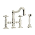ROHL A1458XMWSPN-2 Acqui Bridge Kitchen Faucet With Side Spray In Polished Nickel