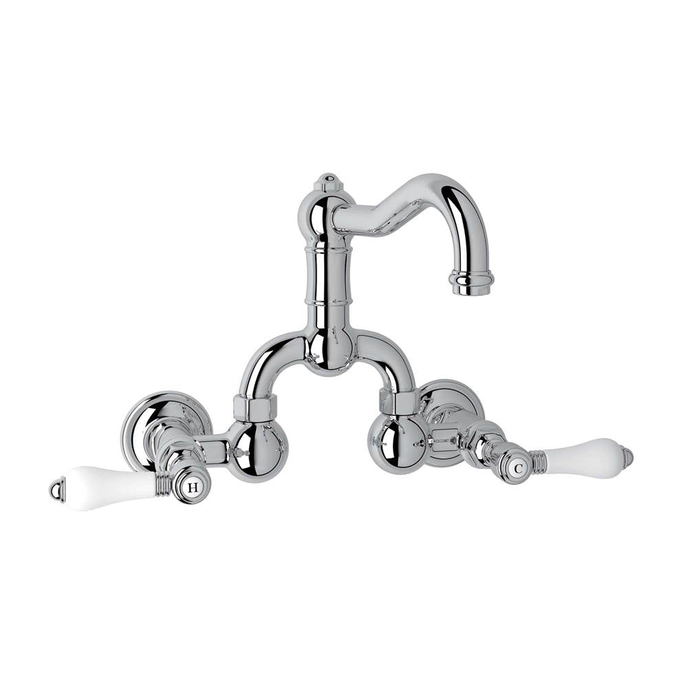 ROHL A1418LPAPC-2 Acqui Wall Mount Bridge Lavatory Faucet With Column Spout In Polished Chrome