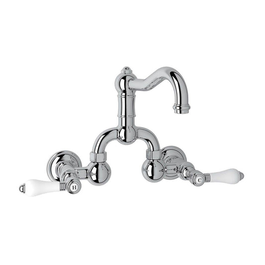 ROHL A1418LPAPC-2 Acqui Wall Mount Bridge Lavatory Faucet With Column Spout In Polished Chrome