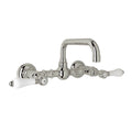 ROHL A1423LPPN-2 Acqui Wall Mount Bridge Lavatory Faucet With U-Spout In Polished Nickel