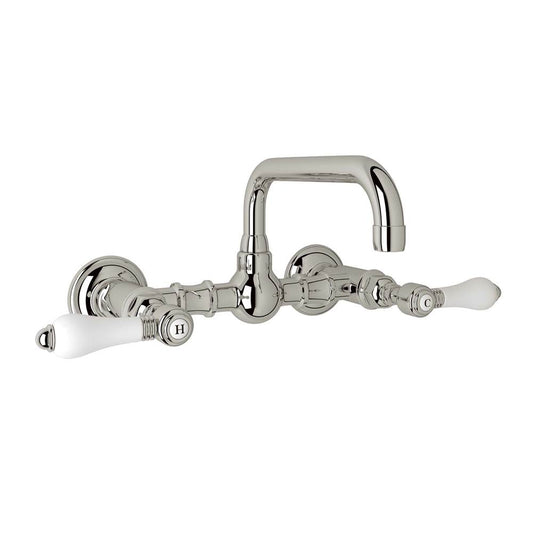 ROHL A1423LPPN-2 Acqui Wall Mount Bridge Lavatory Faucet With U-Spout In Polished Nickel