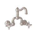 ROHL A1418XMSTN-2 Acqui Wall Mount Bridge Lavatory Faucet With Column Spout In Satin Nickel