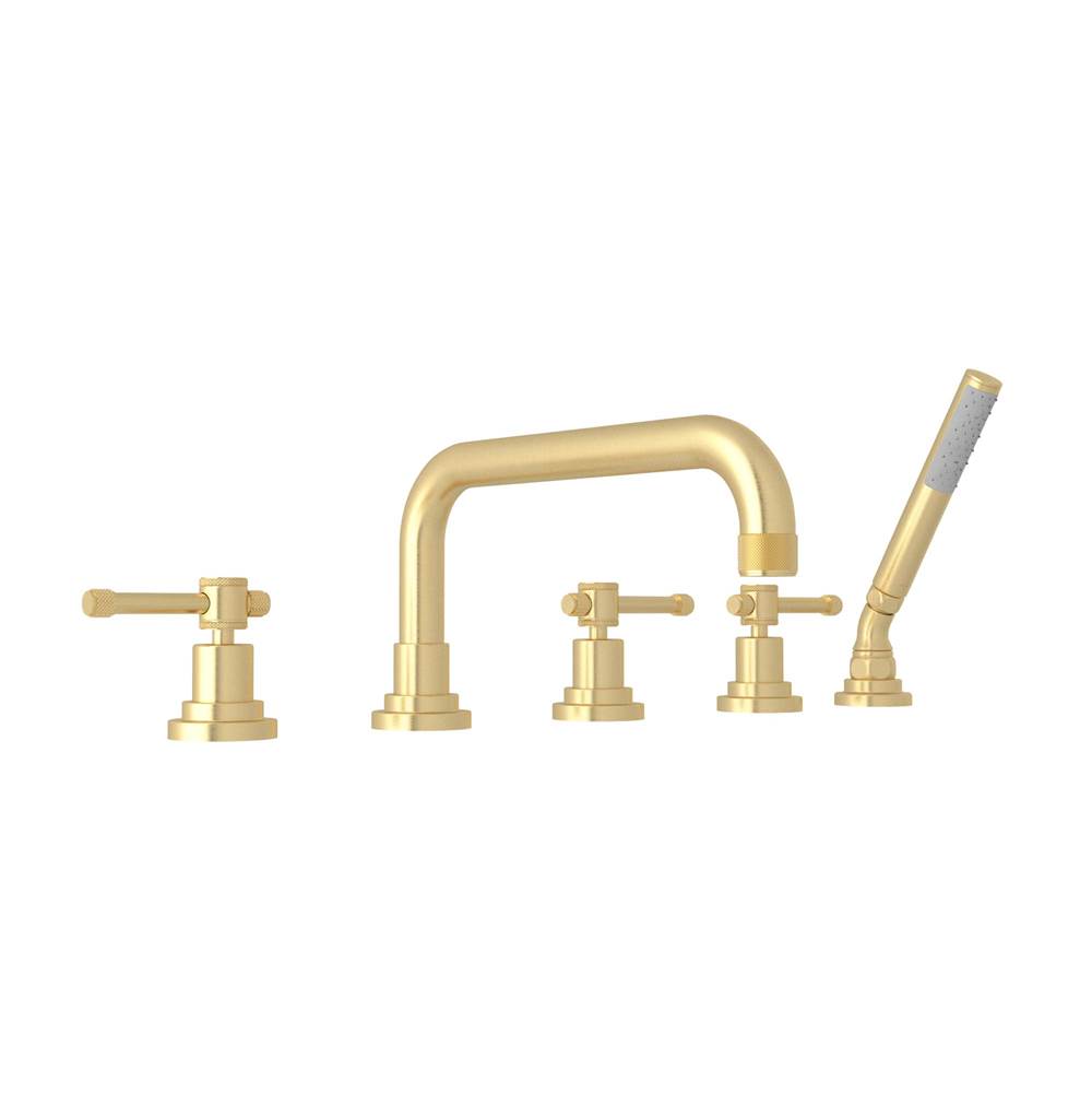 ROHL A3314ILSUB Campo 5-Hole Deck Mount Tub Filler In Satin Unlacquered Brass
