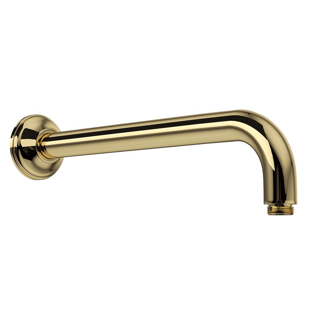 ROHL 1455/12ULB 12" Reach Wall Mount Shower Arm In Unlacquered Brass