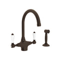 ROHL A1676LPWSTCB-2 San Julio Two Handle Kitchen Faucet With Side Spray In Tuscan Brass