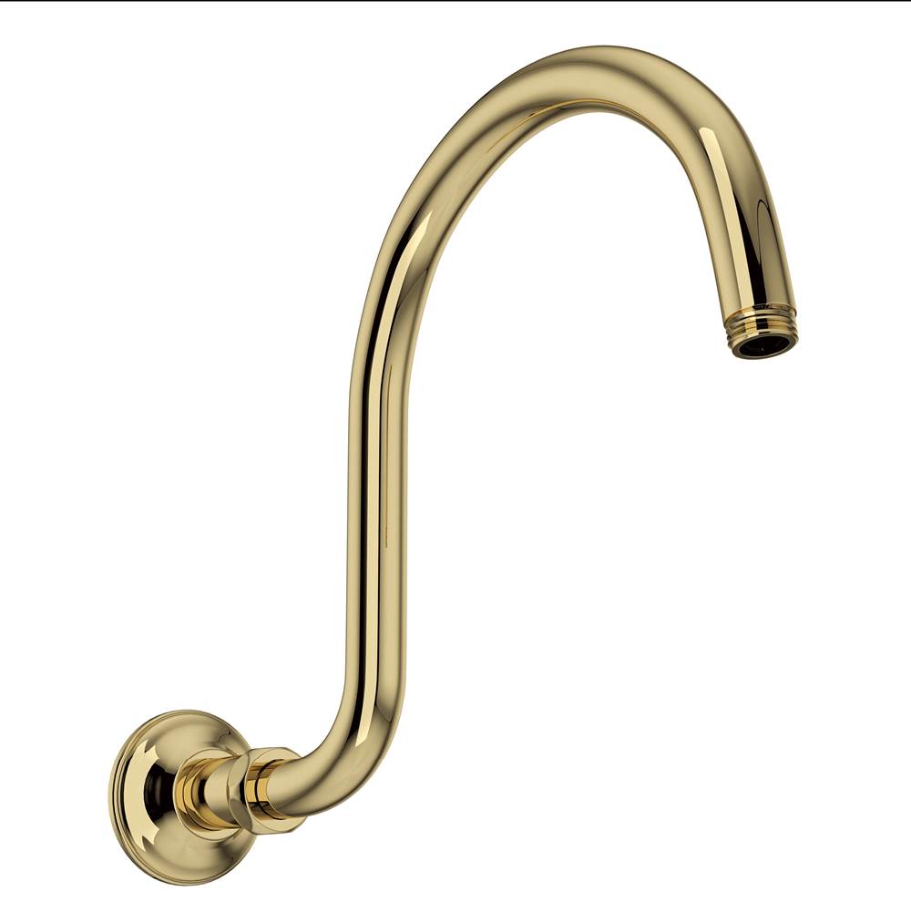 ROHL 1475/12ULB 12" Reach Wall Mount Shower Arm In Unlacquered Brass