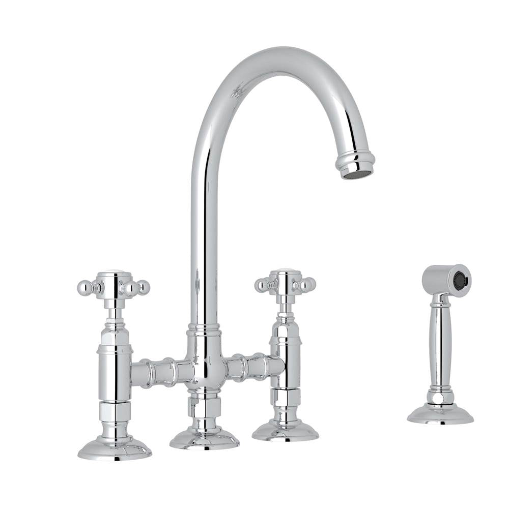 ROHL A1461XMWSAPC-2 San Julio Bridge Kitchen Faucet With Side Spray In Polished Chrome