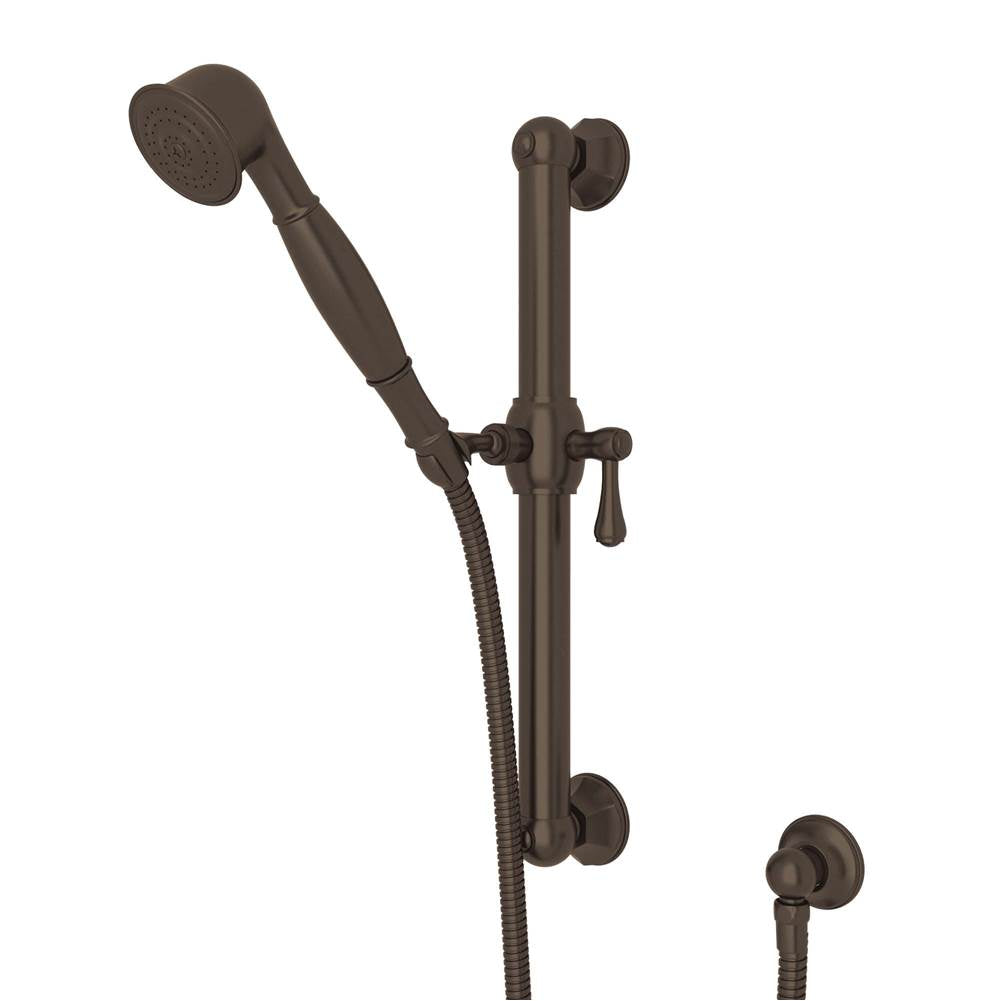 ROHL 1282TCB Handshower Set With 24" Grab Bar and Single Function Handshower In Tuscan Brass
