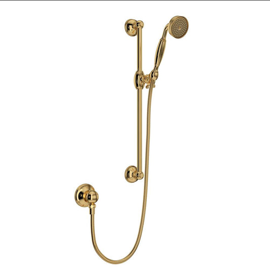 ROHL 1301EIB Handshower Set With 22" Slide Bar and Single Function Handshower In Italian Brass