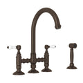 ROHL A1461LPWSTCB-2 San Julio Bridge Kitchen Faucet With Side Spray In Tuscan Brass
