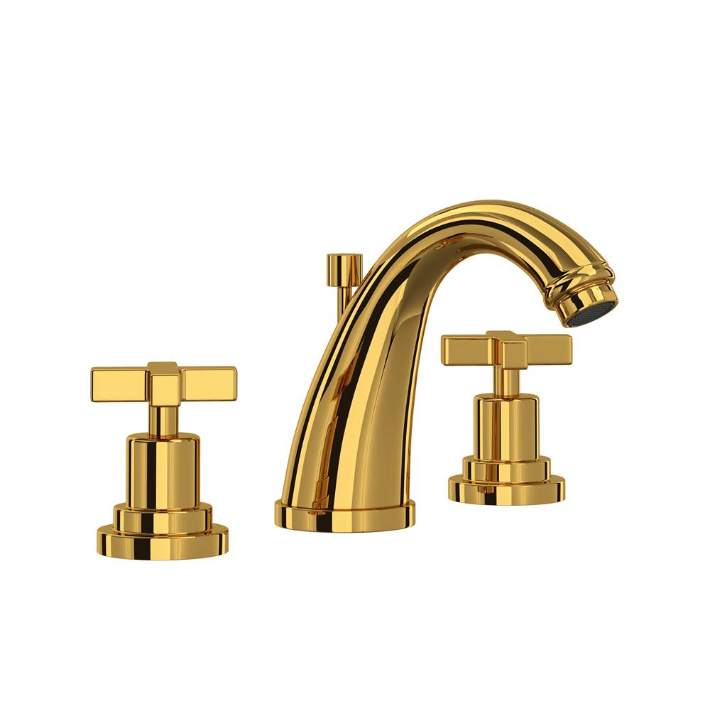 ROHL A1208XMULB-2 Lombardia Widespread Lavatory Faucet With C-Spout In Unlacquered Brass