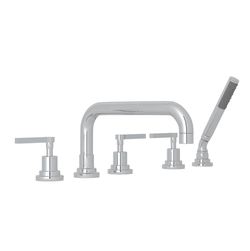 ROHL A2224LMAPC Lombardia 5-Hole Deck Mount Tub Filler With U-Spout In Polished Chrome