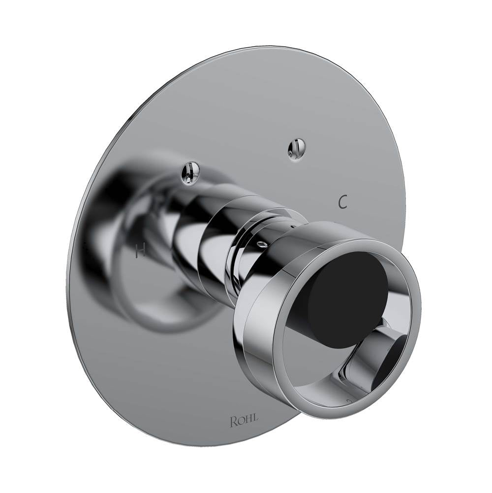 ROHL EC13W1IWPCB Eclissi 3/4" Thermostatic Trim Without Volume Control In Polished Chrome/Matte Black