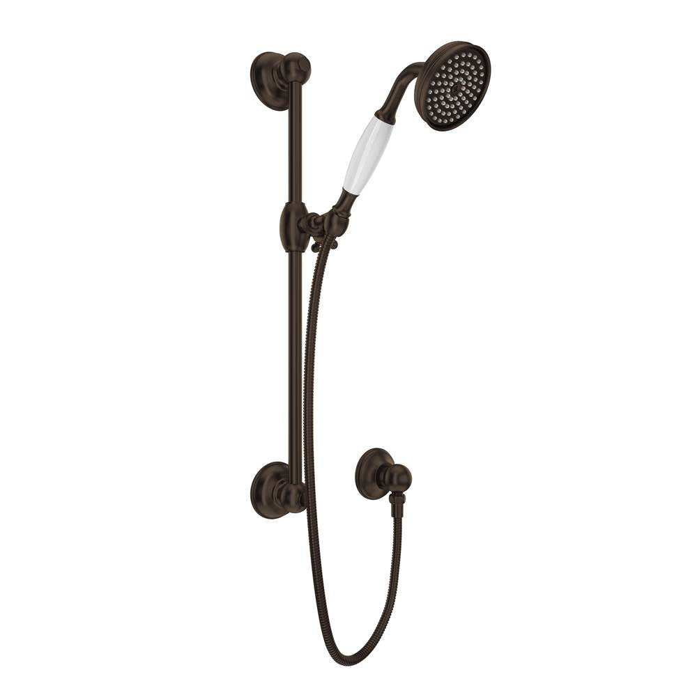 ROHL 1300ETCB Handshower Set With 22" Slide Bar and Single Function Handshower In Tuscan Brass