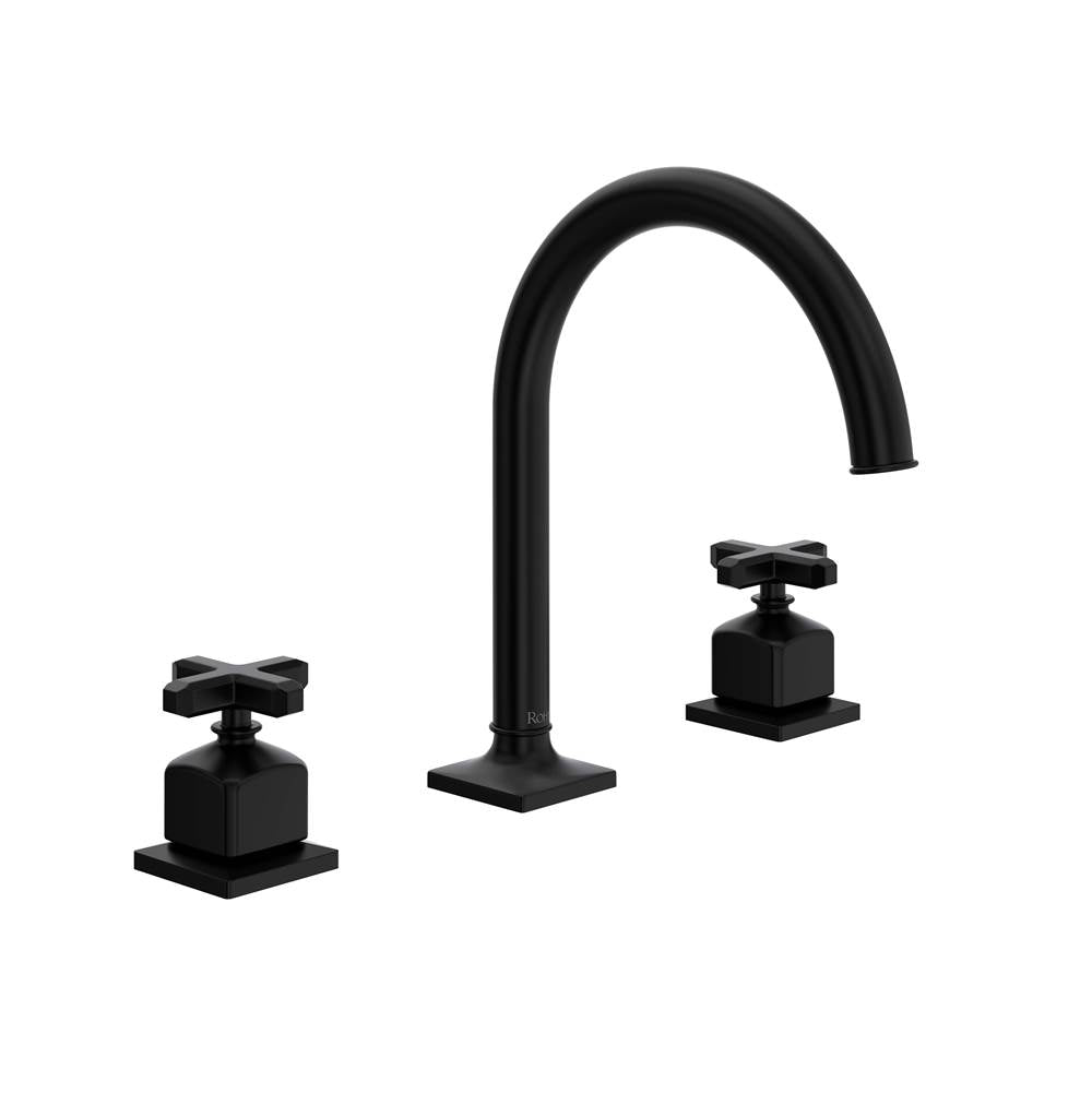 ROHL AP08D3XMMB Apothecary Widespread Lavatory Faucet With C-Spout In Matte Black