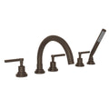 ROHL A2214LMTCB Lombardia 5-Hole Deck Mount Tub Filler With C-Spout In Tuscan Brass