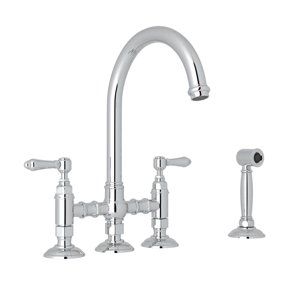 ROHL A1461LMWSAPC-2 San Julio Bridge Kitchen Faucet With Side Spray In Polished Chrome