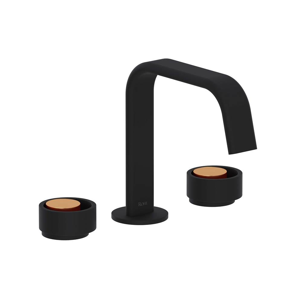 ROHL EC09D3IWMBG Eclissi Widespread Lavatory Faucet With U-Spout In Matte Black/Satin Gold