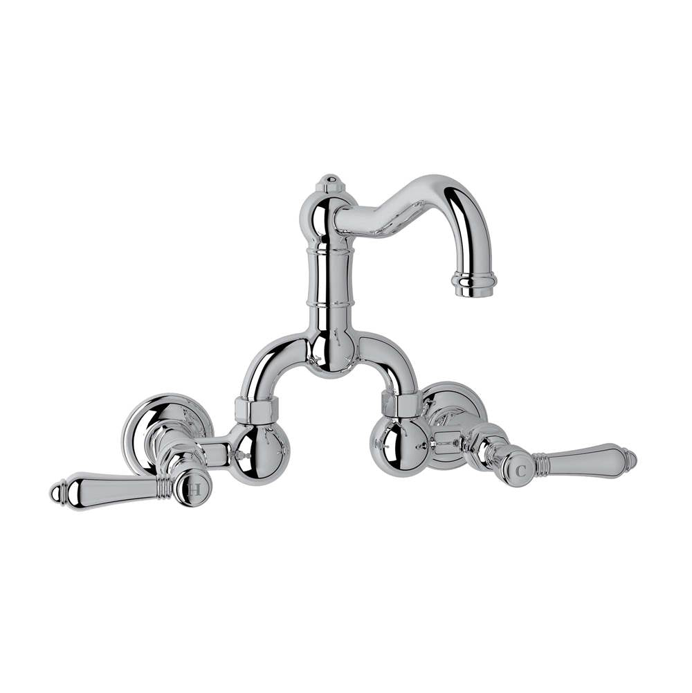 ROHL A1418LMAPC-2 Acqui Wall Mount Bridge Lavatory Faucet With Column Spout In Polished Chrome
