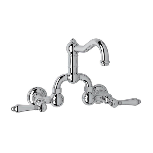 ROHL A1418LMAPC-2 Acqui Wall Mount Bridge Lavatory Faucet With Column Spout In Polished Chrome