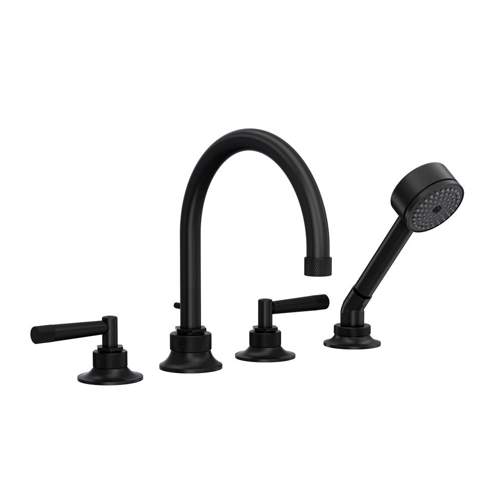 ROHL MB06D4LMMB Graceline 4-Hole Deck Mount Tub Filler In Matte Black