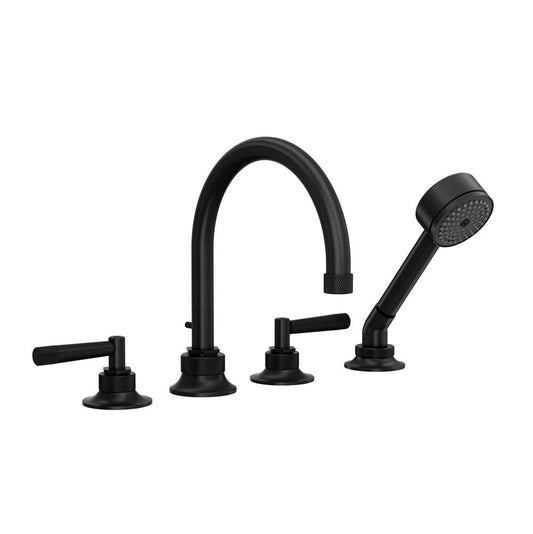 ROHL MB06D4LMMB Graceline 4-Hole Deck Mount Tub Filler In Matte Black