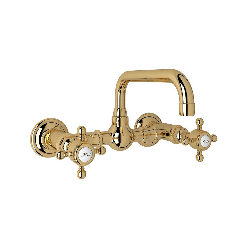 ROHL A1423XMIB-2 Acqui Wall Mount Bridge Lavatory Faucet With U-Spout In Italian Brass