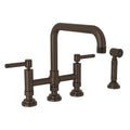 ROHL A3358ILWSTCB-2 Campo Bridge Kitchen Faucet With Side Spray In Tuscan Brass