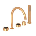 ROHL EC06D5IWSGB Eclissi 5-Hole Deck Mount Tub Filler With C-Spout In Satin Gold/Matte Black