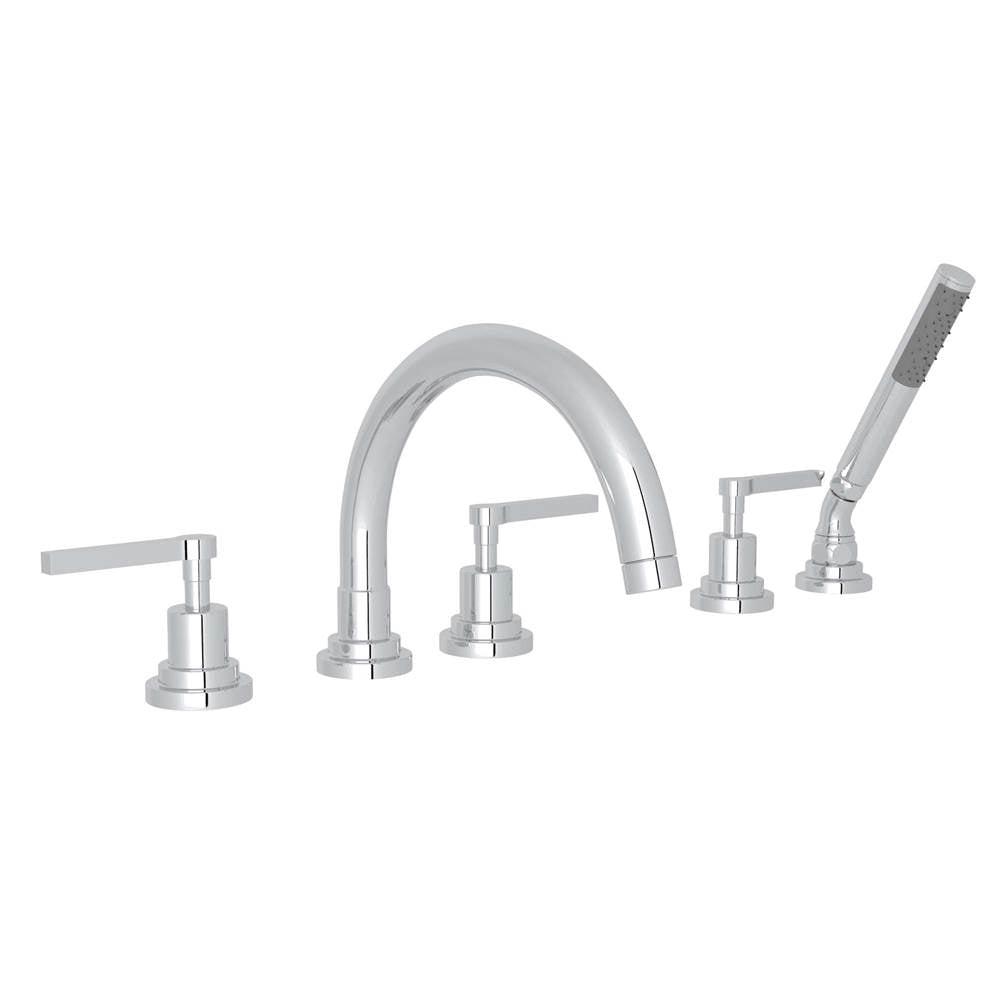 ROHL A2214LMAPC Lombardia 5-Hole Deck Mount Tub Filler With C-Spout In Polished Chrome