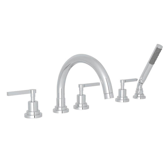 ROHL A2214LMAPC Lombardia 5-Hole Deck Mount Tub Filler With C-Spout In Polished Chrome