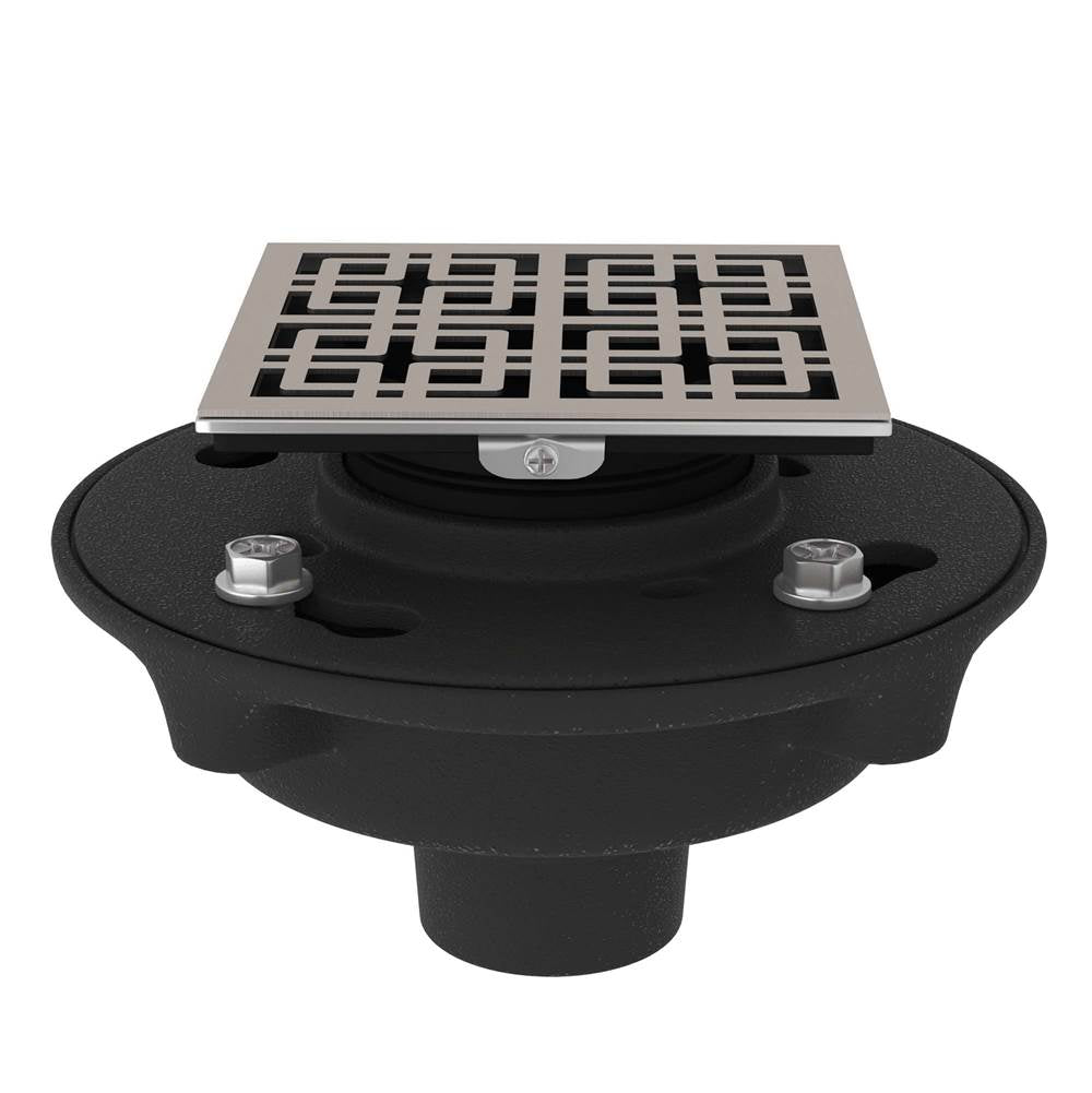 ROHL SDCI2-3142STN Cast Iron 2" No Hub Drain Kit With 3142 Weave Decorative Cover In Satin Nickel