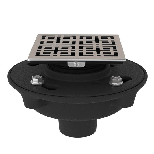 ROHL SDCI2-3142STN Cast Iron 2" No Hub Drain Kit With 3142 Weave Decorative Cover In Satin Nickel