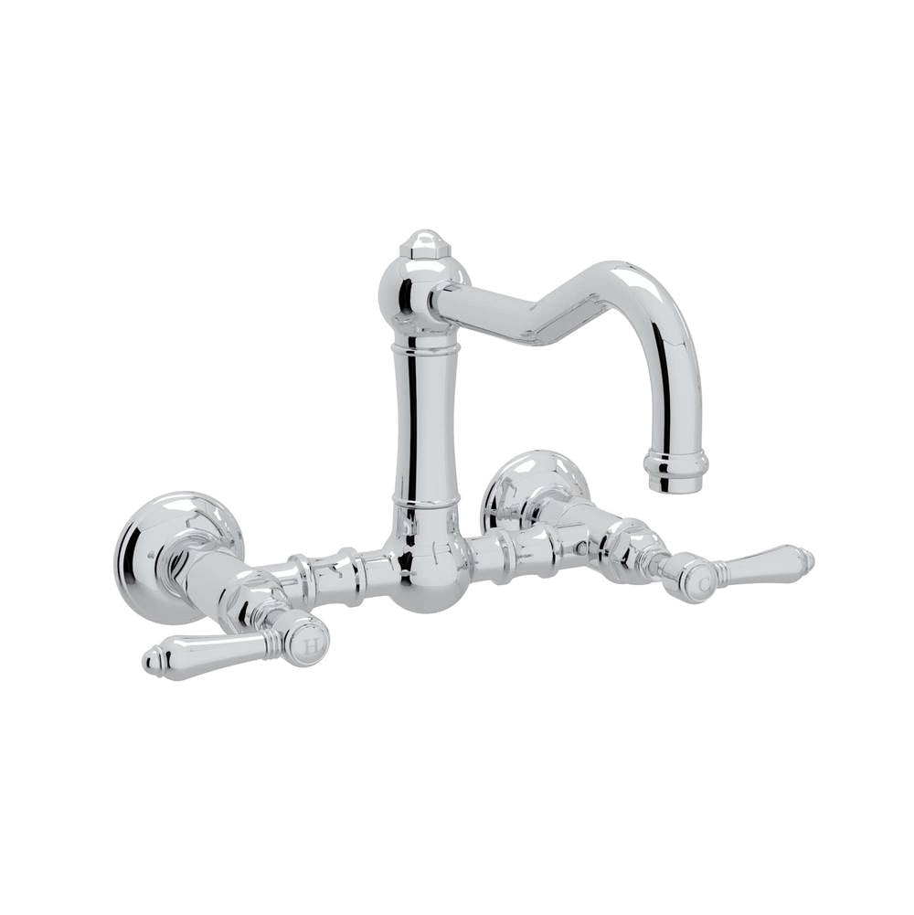 ROHL A1456LMAPC-2 Acqui Wall Mount Bridge Kitchen Faucet With Column Spout In Polished Chrome