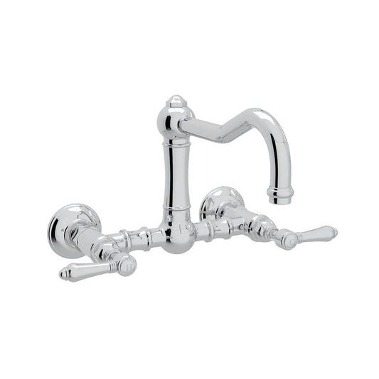 ROHL A1456LMAPC-2 Acqui Wall Mount Bridge Kitchen Faucet With Column Spout In Polished Chrome
