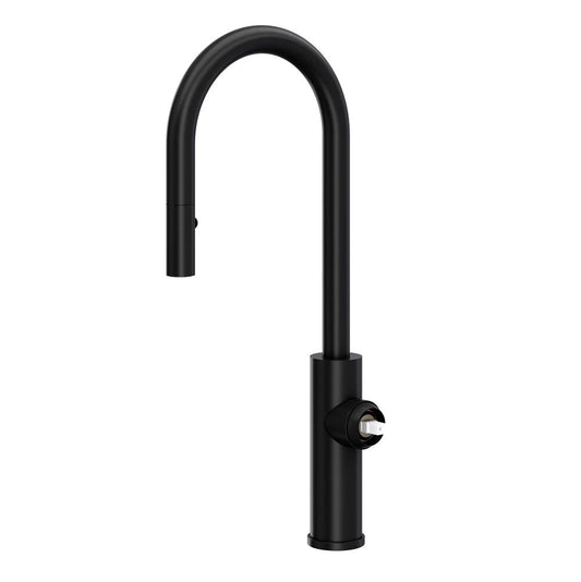 ROHL EC65D1MB Eclissi Pull-Down Bar/Food Prep Kitchen Faucet With C-Spout - Less Handle In Matte Black