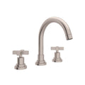 ROHL A2228XMSTN-2 Lombardia Widespread Lavatory Faucet With C-Spout In Satin Nickel
