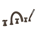 ROHL A2214XMTCB Lombardia 5-Hole Deck Mount Tub Filler With C-Spout In Tuscan Brass