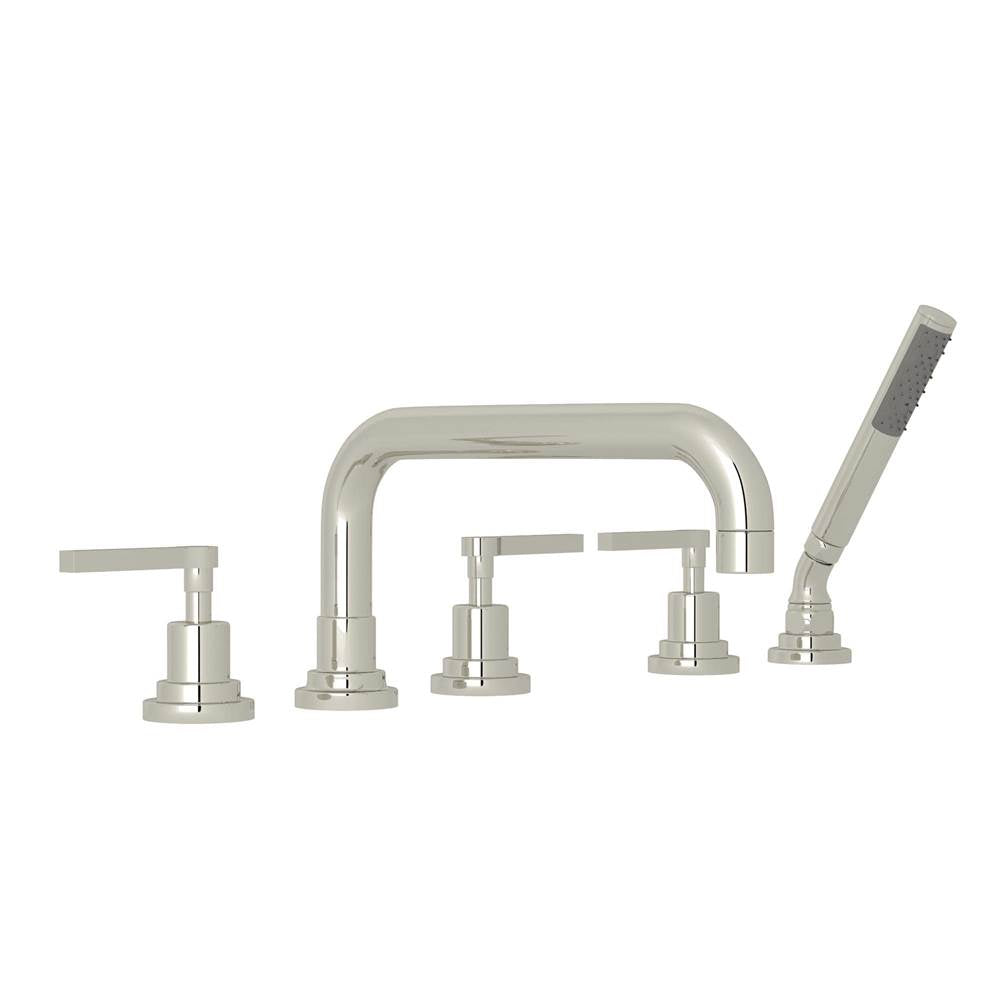 ROHL A2224LMPN Lombardia 5-Hole Deck Mount Tub Filler With U-Spout In Polished Nickel