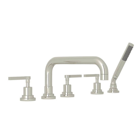 ROHL A2224LMPN Lombardia 5-Hole Deck Mount Tub Filler With U-Spout In Polished Nickel