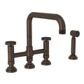 ROHL A3358IWWSTCB-2 Campo Bridge Kitchen Faucet With Side Spray In Tuscan Brass