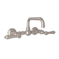 ROHL A1423LMSTN-2 Acqui Wall Mount Bridge Lavatory Faucet With U-Spout In Satin Nickel