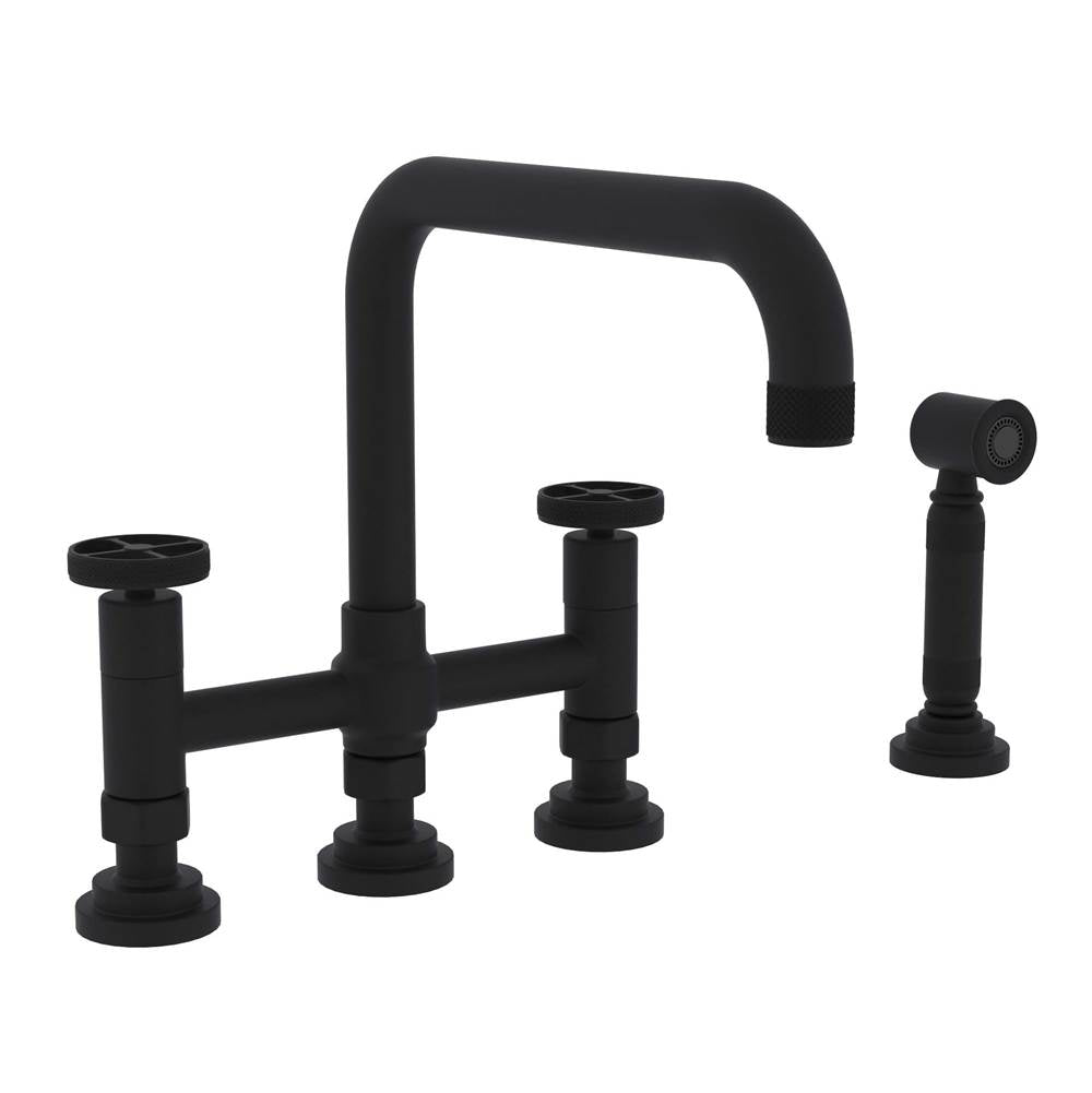 ROHL A3358IWWSMB-2 Campo Bridge Kitchen Faucet With Side Spray In Matte Black