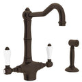 ROHL A1679LPWSTCB-2 Acqui Two Handle Kitchen Faucet With Side Spray In Tuscan Brass