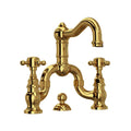 ROHL A1419XMULB-2 Acqui Bridge Lavatory Faucet In Unlacquered Brass