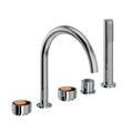 ROHL EC06D5IWPCG Eclissi 5-Hole Deck Mount Tub Filler With C-Spout In Polished Chrome/Satin Gold