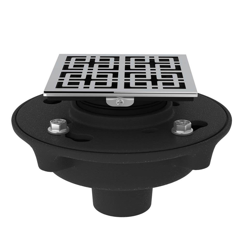 ROHL SDCI2-3142APC Cast Iron 2" No Hub Drain Kit With 3142 Weave Decorative Cover In Polished Chrome