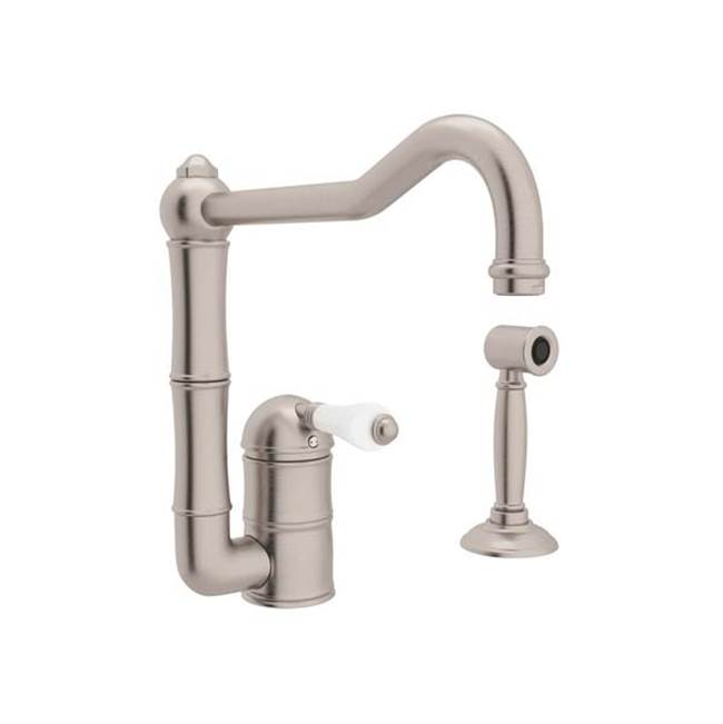 ROHL A3608LPWSSTN-2 Acqui Kitchen Faucet With Side Spray In Satin Nickel